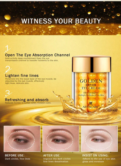 ARTISCARE Snail Face Cream + Peptide Eye Roller + Golden Eye Cream 3Pcs for Facial Moisturizing Serum Dark Circles Eye Care