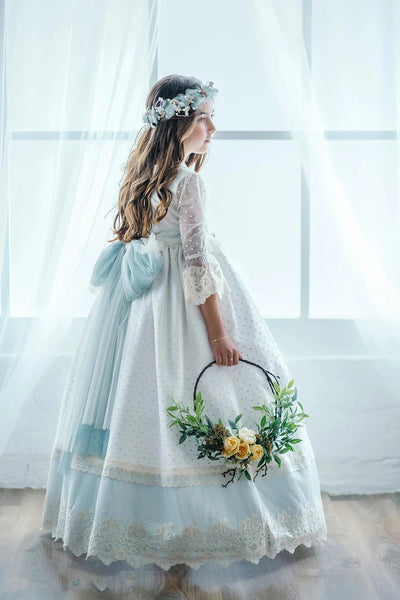 Flower Girl Dresses For Wedding Floral Appliques Long Princess First Communion Gowns With Feathers Customized