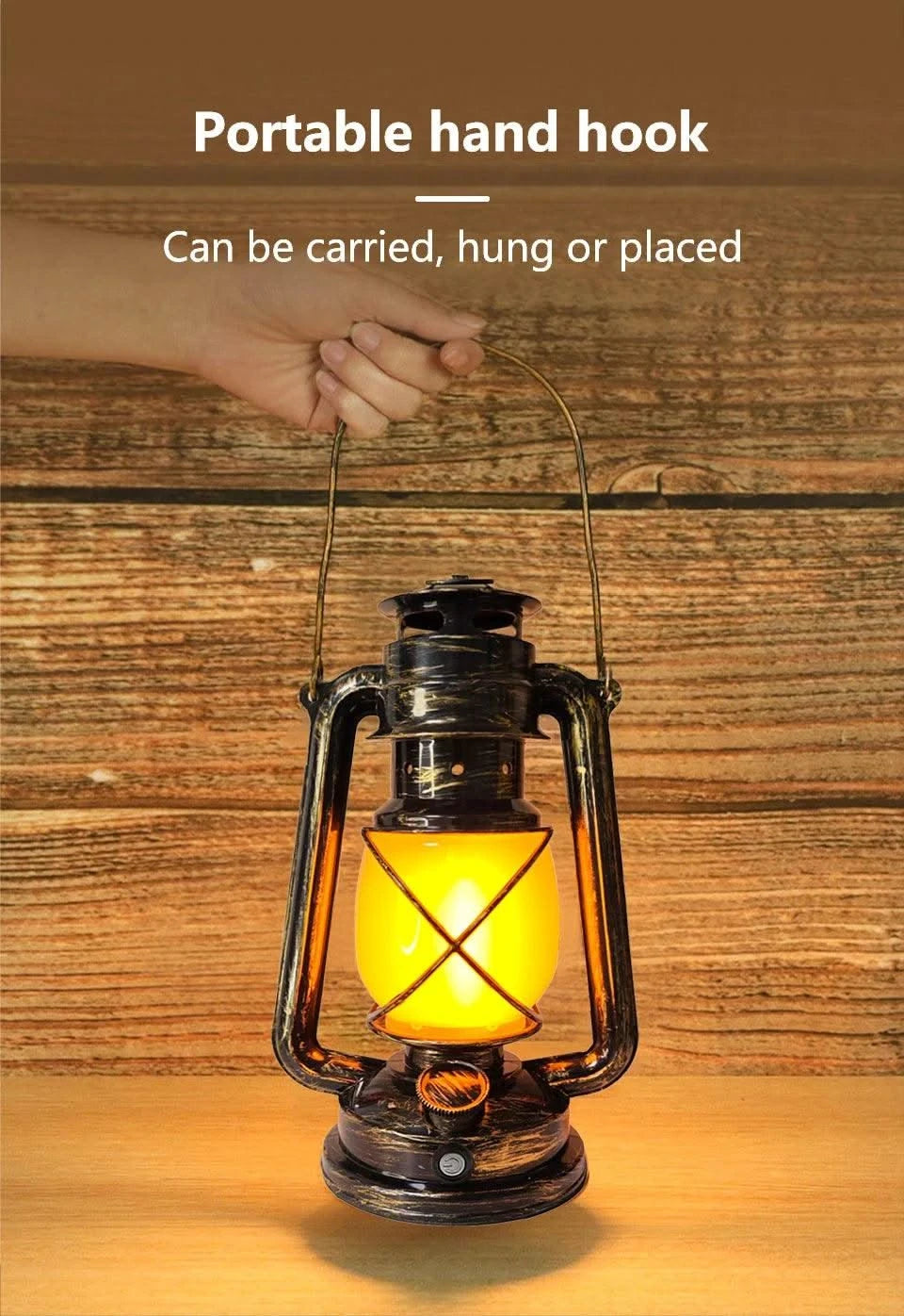 Retro Portable LED Night Light 3 Lighting Modes Horse Lantern Lamp Rechargeable Hanging Camping Lights for Travel Desktop Decor