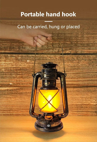 Retro Portable LED Night Light 3 Lighting Modes Horse Lantern Lamp Rechargeable Hanging Camping Lights for Travel Desktop Decor