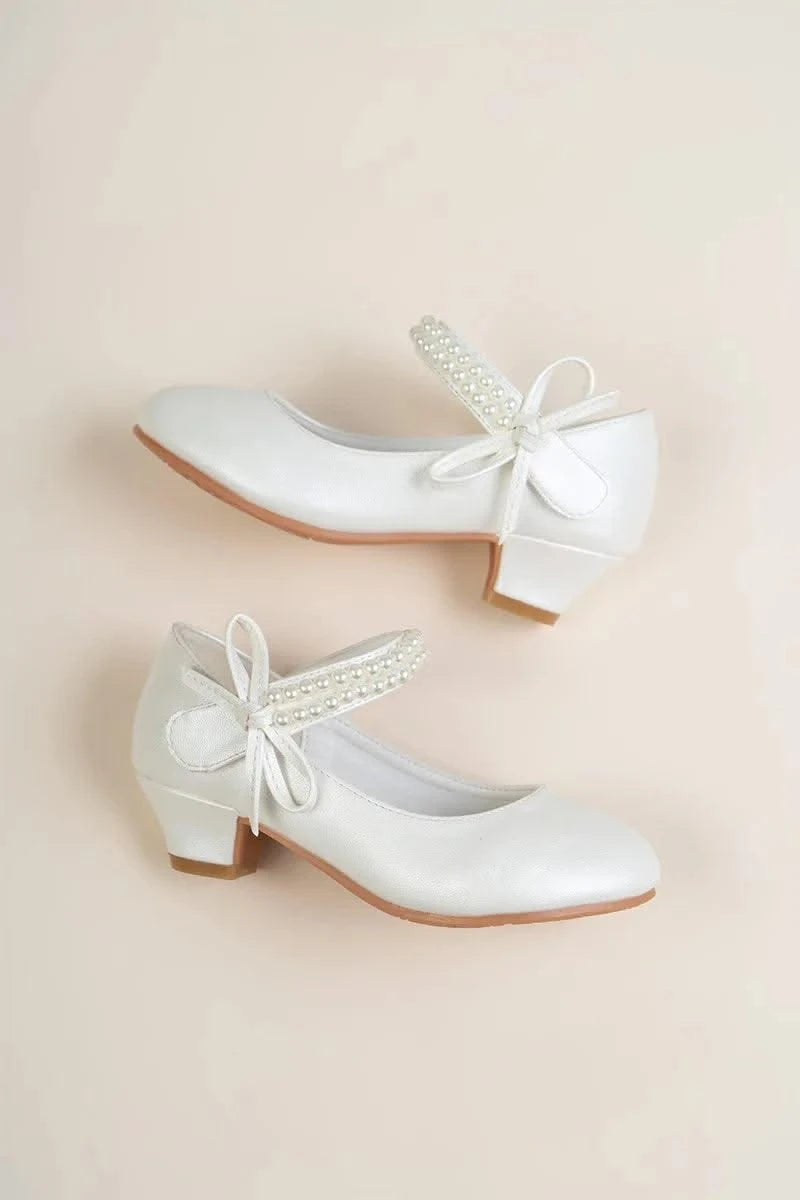 Pearl Crystal Princess Leather Shoes| High Heel Shoes For Kids, Girls, Teen Party | Wedding | Formal Sandals