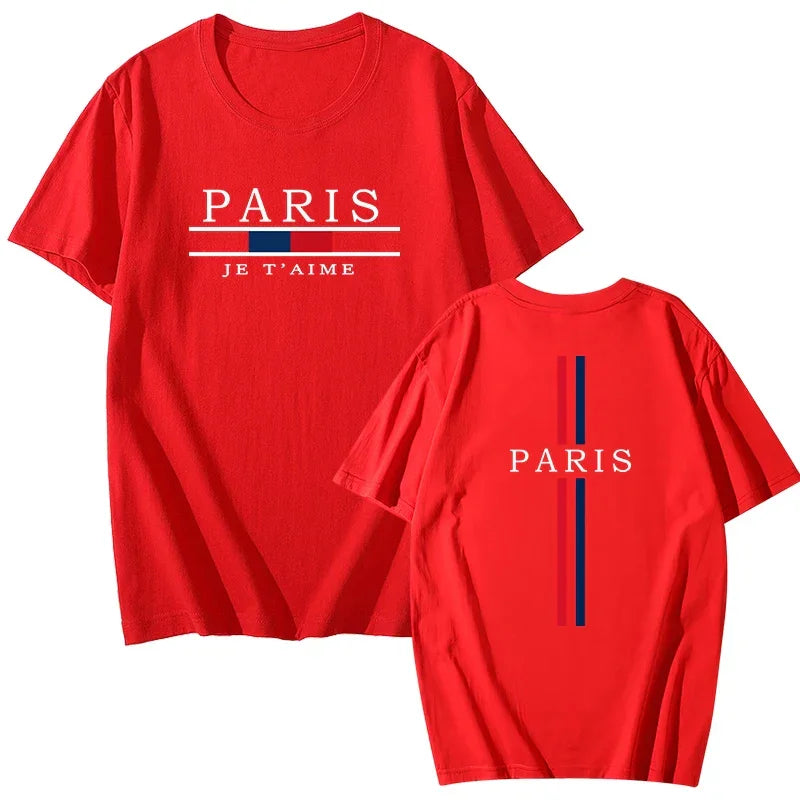 Paris Printed T-shirts for Men High Quality 100% Cotton Short Sleeved Tops Summer Spring Daily Casual Sports Tees Urban Trend