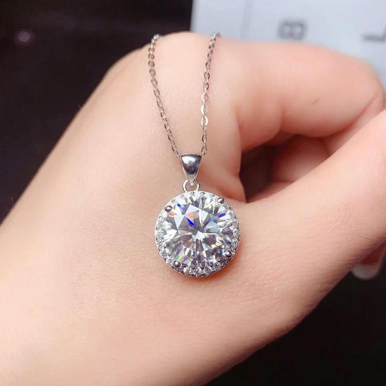 2ct Lab Diamond Solitaire Pendant Necklace 925 Sterling Silver Choker Statement Necklace Women Silver 925 Jewelry With Box Chain