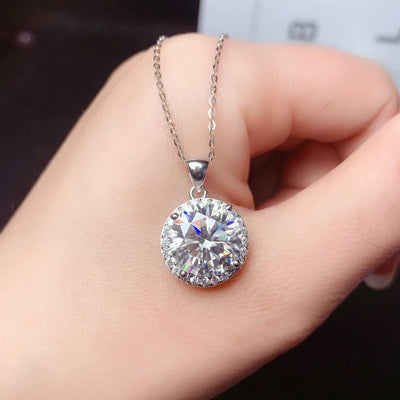 2ct Lab Diamond Solitaire Pendant Necklace 925 Sterling Silver Choker Statement Necklace Women Silver 925 Jewelry With Box Chain