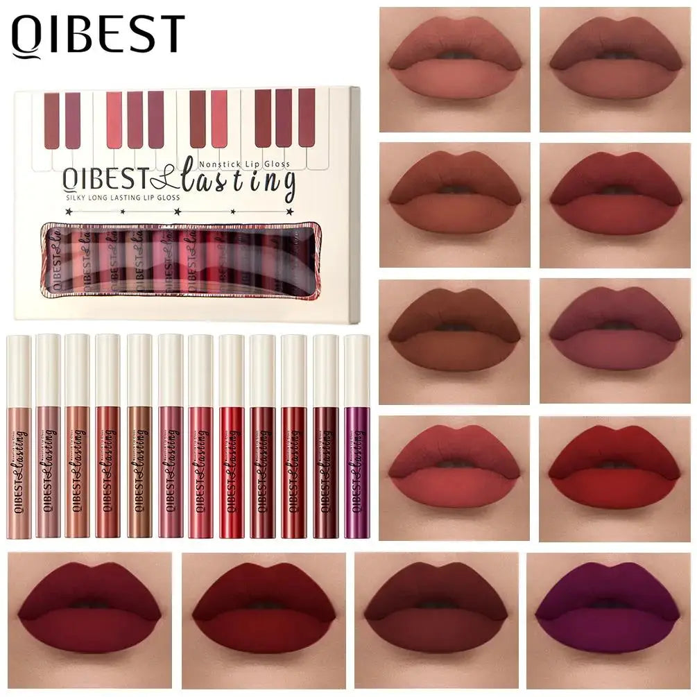 Luxury Matte Lip Gloss Set 12 Waterproof Shades Non Sticky Long Lasting Lipstick Kit For Daily Party Makeup