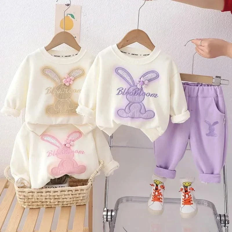 Cartoon Rabbit Long-Sleeved Sweater & Pants (Two-Piece) For Children |Girl's Clothes |Spring and Autumn