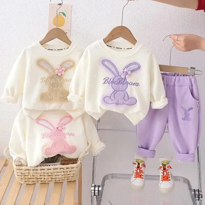 Cartoon Rabbit Long-Sleeved Sweater & Pants (Two-Piece) For Children |Girl's Clothes |Spring and Autumn