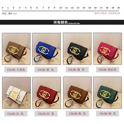 Designer Handbags For Women Leather Metal Buckle Flap Square Shoulder Bags Fashion 2024 Ladies Messenger Bags Females Casual