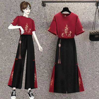 Fashion Women Trousers High Waist Wide Leg Pants Chiffon Slit Culottes Cheap Wholesale Elastic Waist Cropped Pants Free Shipping
