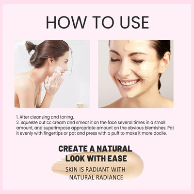 Natural Foundation Cc Cream Waterproof Brighten Moisturizing Foundation Concealer Oil-Control Sunscreen Spf 50 Makeup Cosmetics