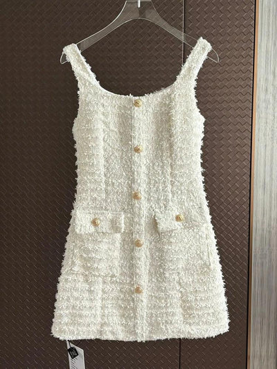 High Quality Luxury Small Fragrance Tweed Dresses For Women 2023 Summer Sweet Short Dress Party Vestidos Robes roupas feminina