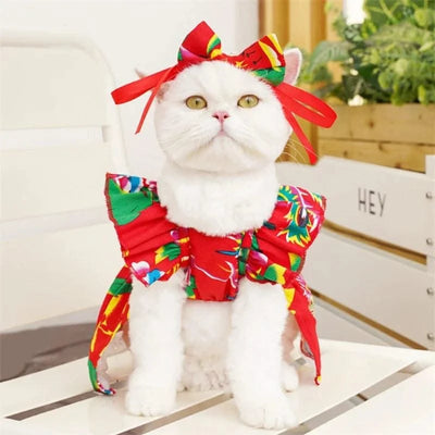 Pet Dog Clothes for Small Dogs Summer Dog Dress Fashion Print Puppy Princess Skirt Cute Flying Sleeve Cat Dress Pet Dog Costumes