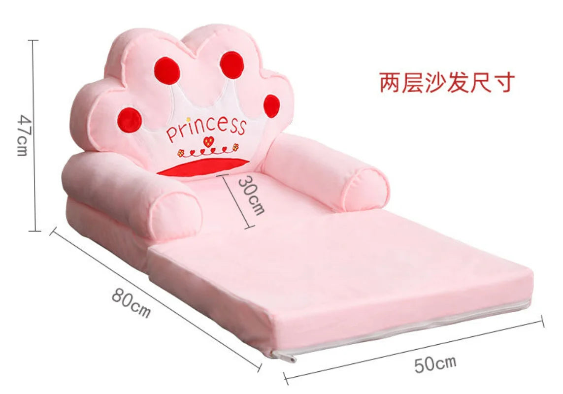 Sofas Children Sofa Cute Cartoon Lazy Folding Small Sofa Bed Girl Princess Baby Toddler Dual-purpose Child Seat  Sofas Princess