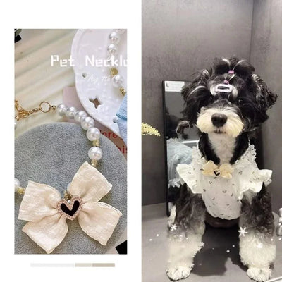 Pet pearl necklace, cat collar cat neck accessories Cat bib Pet dog small accessories neck jewelry, Valentine's Day New Year fur