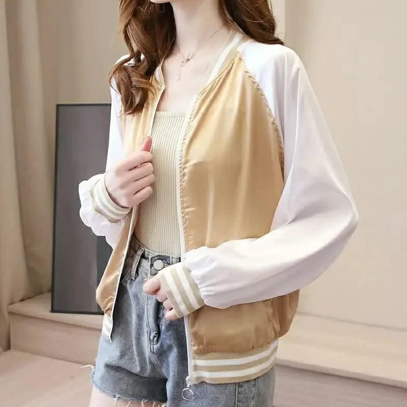 Bomber Jacket for Women Loose Short New in Baseball Aviator Coat