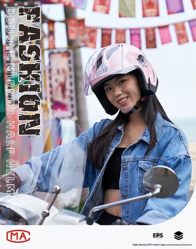 Motorcycle Equipments Open Face Helmet For Men Women Dual Lens Sun Visor Face Shield Top Lightweight Scooter Retro 3/4 Headwear