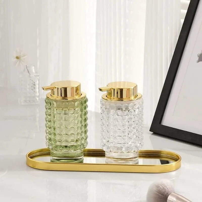 Luxury Glass Emulsion Hand Sanitizer Bottle Press Soap Bottle Shampoo Shower Gel Bottled Home Bathroom Decoration Accessories