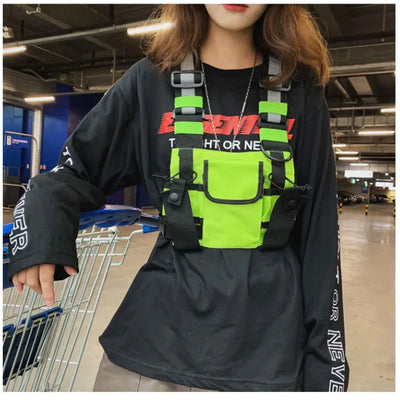 Multi-pocket Vest Bag for Men, Reflective Chest Bags, outdoor sport backpack сумка мужская bolso hombre bag for men mochilas 가방