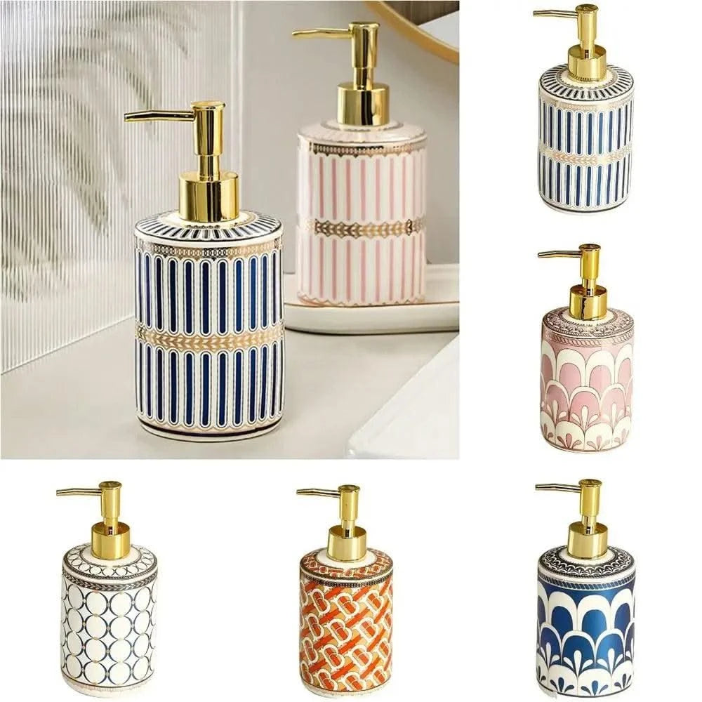 Luxury Ceramic Soap Dispenser Colorful Painted Lightweight Soap Pump Bottle Refillable Empty Liquid Lotion Dispenser Home