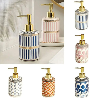 Luxury Ceramic Soap Dispenser Colorful Painted Lightweight Soap Pump Bottle Refillable Empty Liquid Lotion Dispenser Home