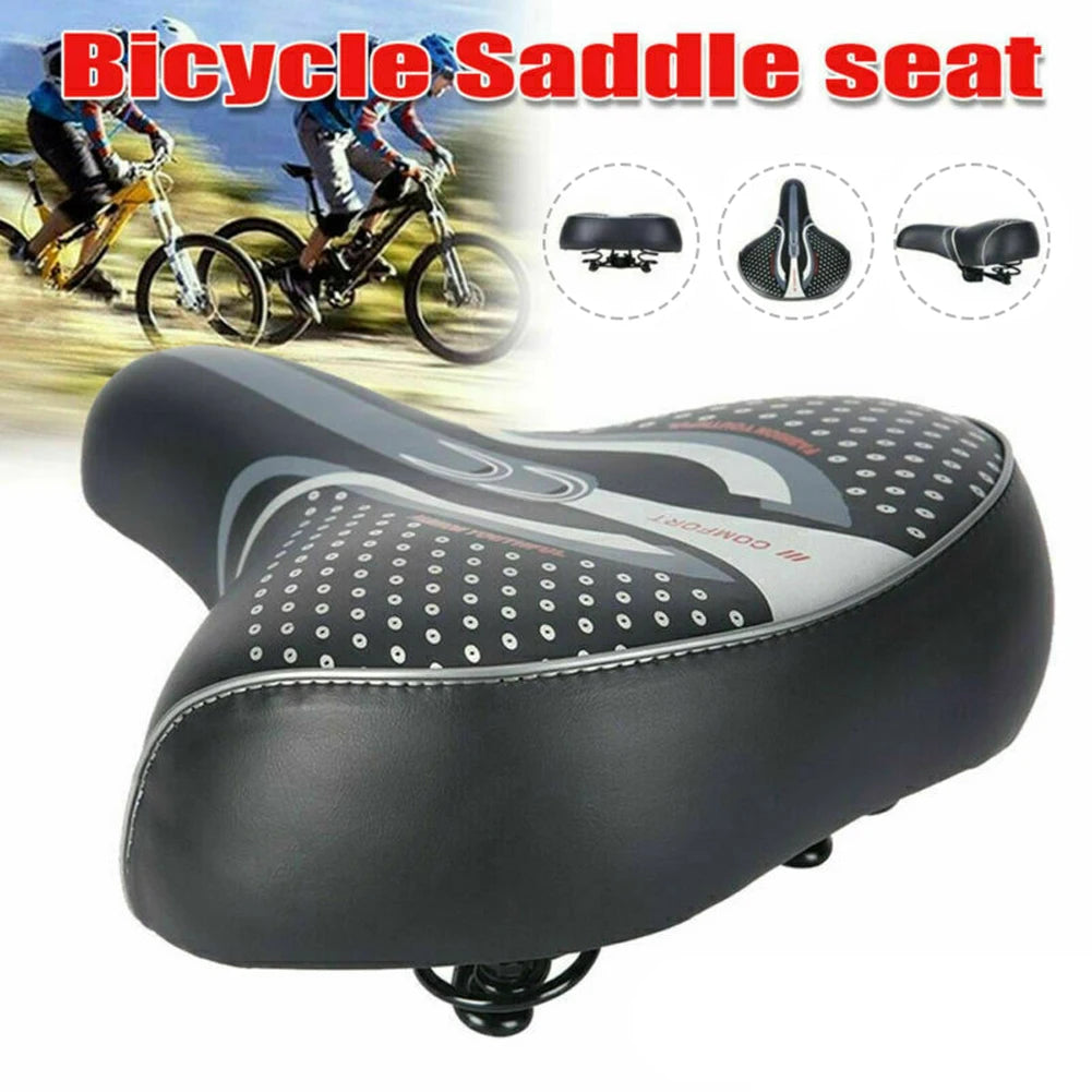 Extra Wide Bicycle Bike Seat Saddles Cushion Shock Absorbing Road Soft Cycling Cushion Pad PU Leather Road Bike Painless Seat