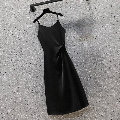 Slip Sundress Midi Green Dresses for Women 2024 Woman Dress Black Clothes Trendy Aesthetic Sensual Sexy One-piece X Retro Cotton