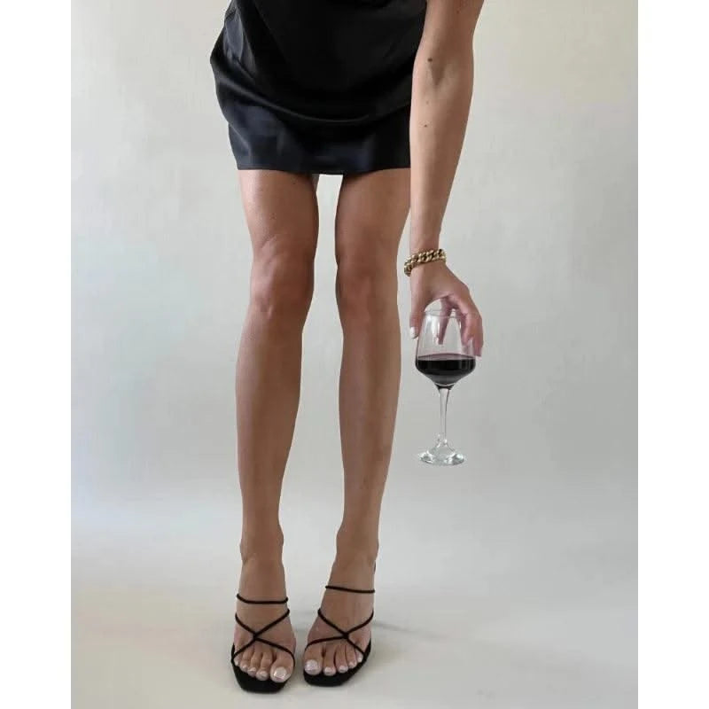 2023 Summer Pumps Sexy high heels Slippers Sandals Shoes Women Thin High Heels Square Toe Sandal Lady Pump Shoes Mules white