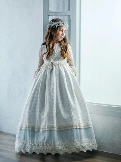 Flower Girl Dresses For Wedding Floral Appliques Long Princess First Communion Gowns With Feathers Customized