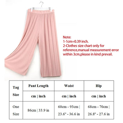 Women's Pants Wide Leg Pants Crinkle Plain Trousers Baggy Elastic Waist Bottoms Woman Clothes pantalones ropa para mujer 바지