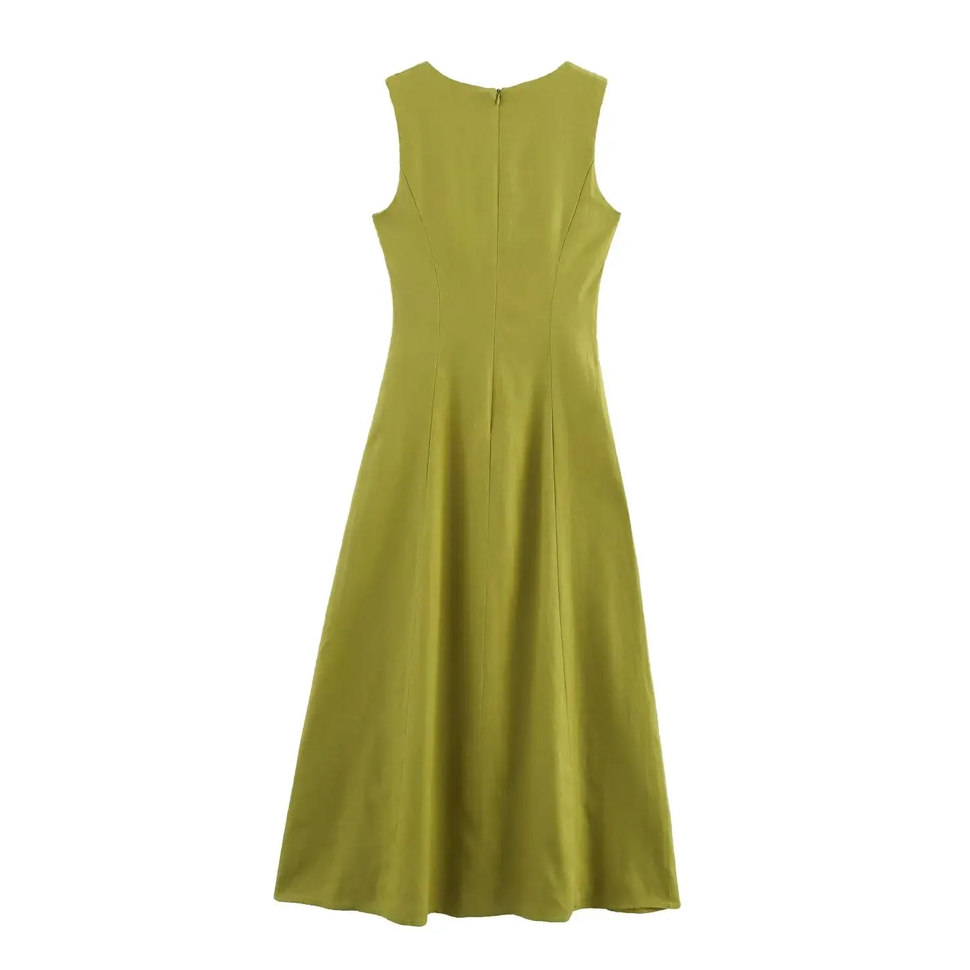 TFMLN Women's A-line Long Dress Elegant Square Neck Sleeveless Wide Sling Maxi Dresses 2025 Summer Lady Commute Button Dresses