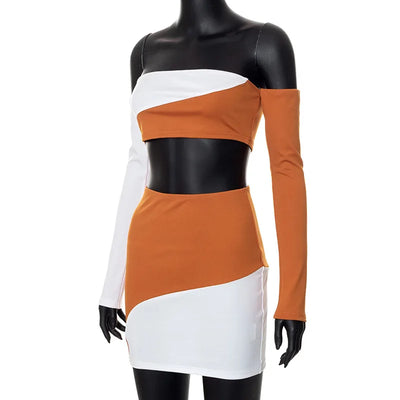 Sets for Women 2 Pieces Elegant A Line Shoulder Wrap Chest Long Sleeve Wrap Hip Outfit Skirt Set New Summer Women Dress Sets