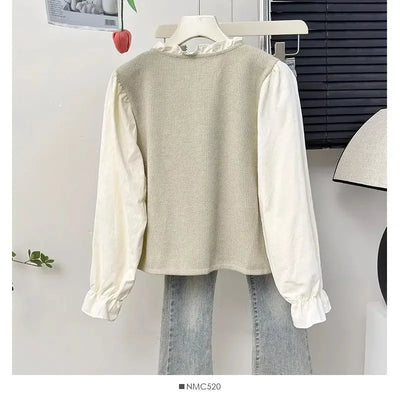 French Ruffle Bow Tie Long Sleeve Blouse Women's Autumn Luxury Chic