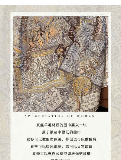 women's autumn and winter silk and wool dual purpose high-end scarves  large