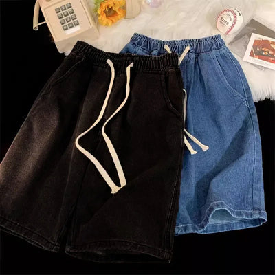 Summer men's seven inch jeans fashion design men's jeans slim fit straight leg short jeans casual loose wide leg denim shorts