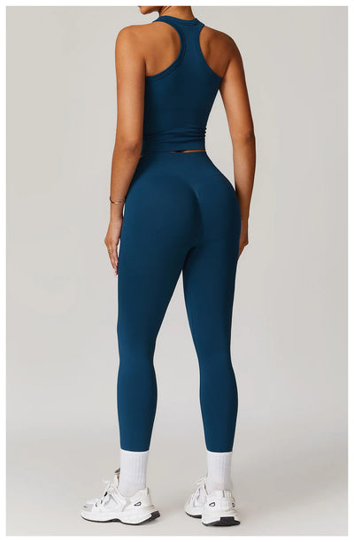Seamless Athletic Wear Women's Clothes 2 Pieces Yoga Set Workout Sportswear Gym Clothing High Waist Leggings Fitness Sports Suit