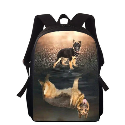German Shepherd Dog 16" 3D Print Kids Backpack Primary School Bags for Boys Girls Back Pack Students School Book Bags