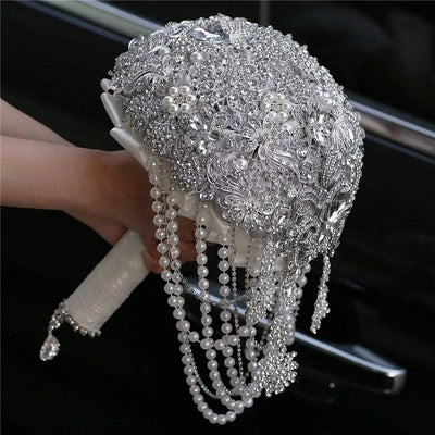 Rhinestone Jewellery  Brooch Bouquet Silk Wedding Flowers |Bridal Wedding
