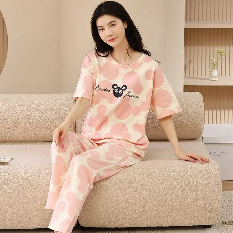 Women's New Pajamas Loungewear Set Women's Spring Summer Loungewear Can Be Worn Outside Plus Size Loose Casual Loungewear