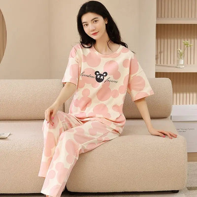 Women's New Pajamas Loungewear Set Women's Spring Summer Loungewear Can Be Worn Outside Plus Size Loose Casual Loungewear