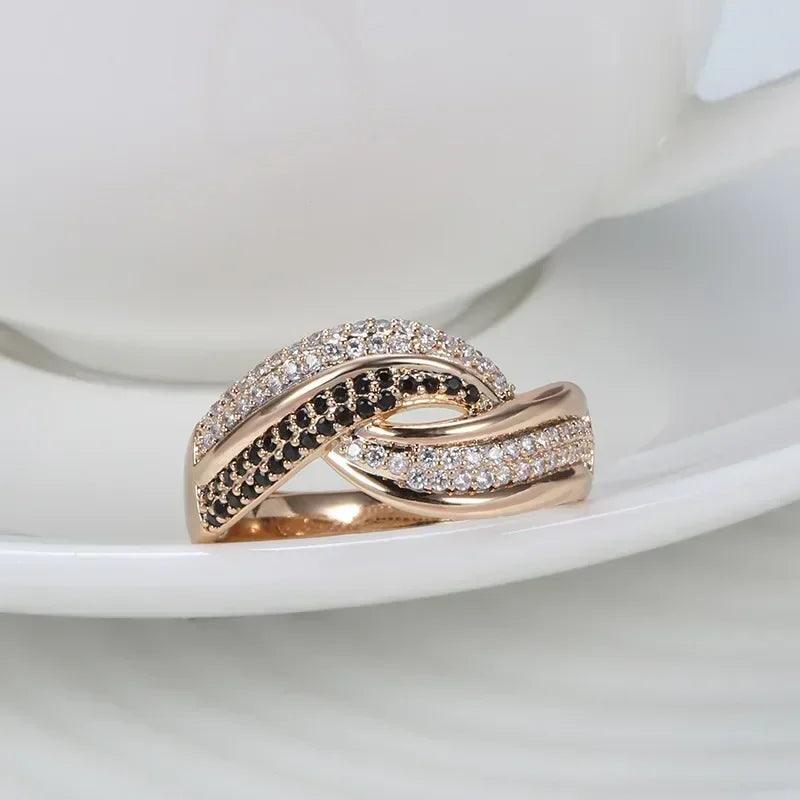 Luxury Wedding Ring for Women Elegant Real 18k Rose Gold Original Jewelry Gift Anillos De Para Mujer Oro 18 K Fine Jewelry
