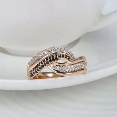 Luxury Wedding Ring for Women Elegant Real 18k Rose Gold Original Jewelry Gift Anillos De Para Mujer Oro 18 K Fine Jewelry