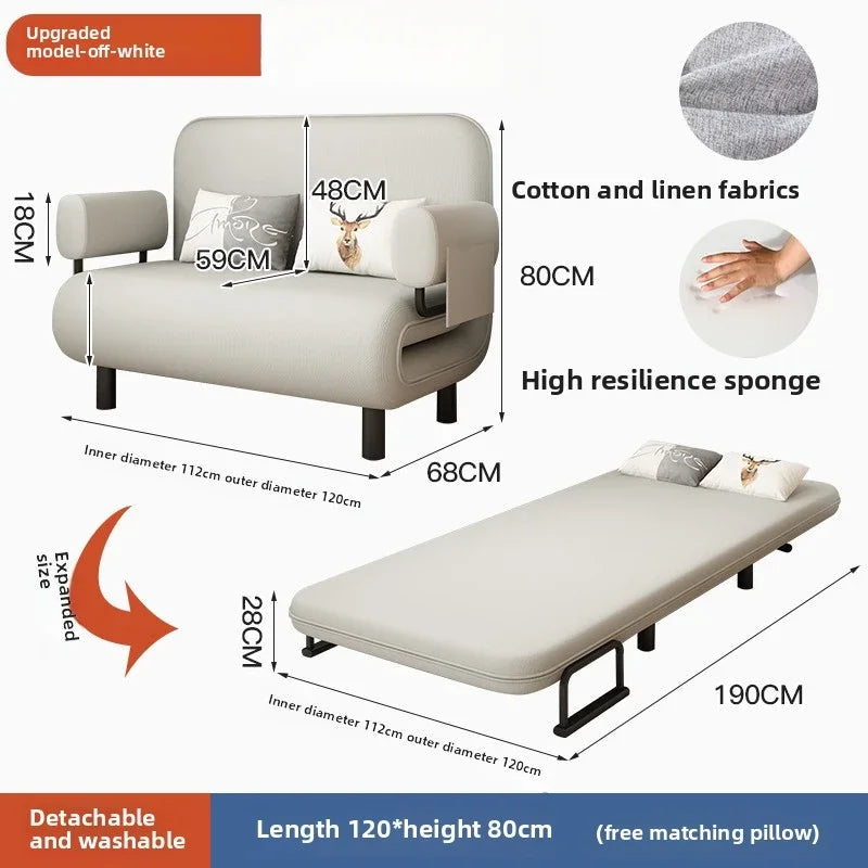 Sofa bed folding dual-purpose small apartment living room Internet celebrity telescopic bed single balcony