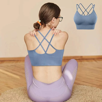 Women Strappy Sports Bras Padded Fitness Yoga Vest