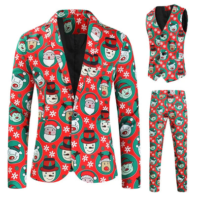 Men's Blazers Sets Rainbow Striped Print Blazers Jacket+Pants+Vest Man three Pieces Sets Prom Party Stage Singer Dancer Costumes