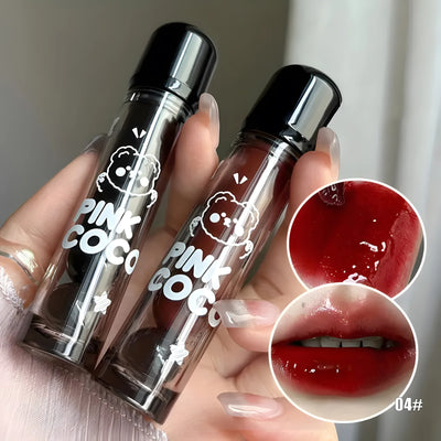 Adorable Bear Mirror Lip Glaze - Long-Lasting, Non-Fading, Hydrating Liquid Lipstick with Watery Texture - Luxurious Glossy Shin