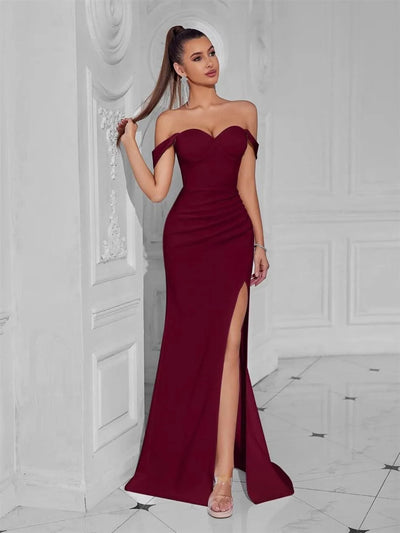 Cocktail Dress For Women Off Shoulder Sexy Floor Length Party Evening Night Outfit Club Formal Wedding Guest Maxi Gala Vestidos