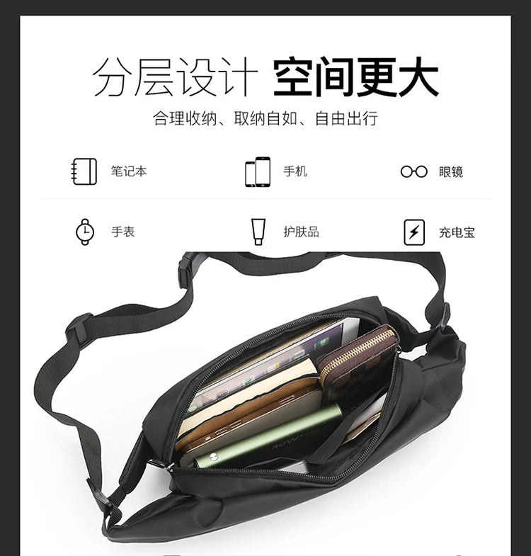 Men’s Fashion Crossbody Casual Bags Unisex Fashion Shoulder Bag Adjustable Strap Durable Daily Use Sling Bag
