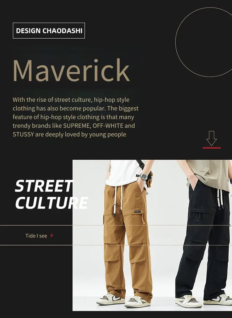 Trousers Male Y2k American Casual Multi-bag Loose Straight Trousers Sport Men's Clothing Male Jeans Pants New in Pants Man Set