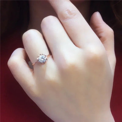 White Shiny Flower Jewelry Set Plated  Rose Gold Earrings for Women Charms Rings Necklace Elegant Light Luxury Necklaces