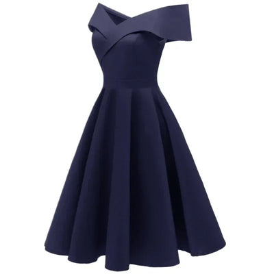 2024 New Vintage Women Summer Dresses Off Shoulder V-Neck Retro 50s 60s Elegant Dress Sexy Rockabilly Party Dress Midi Vestidos